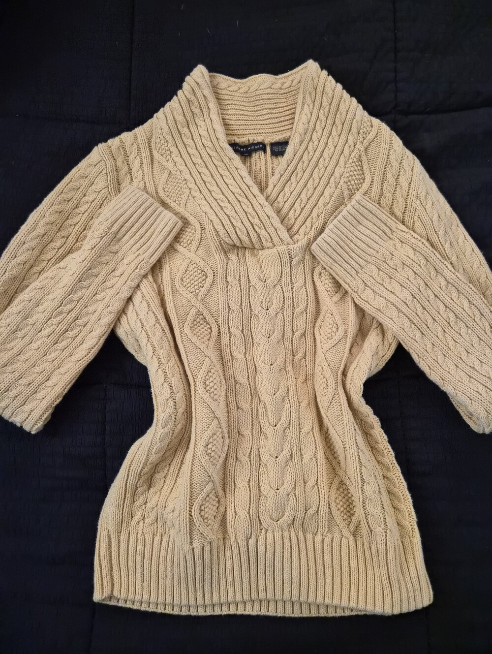 Vintage Cream Cable Knit Turtleneck Sweater